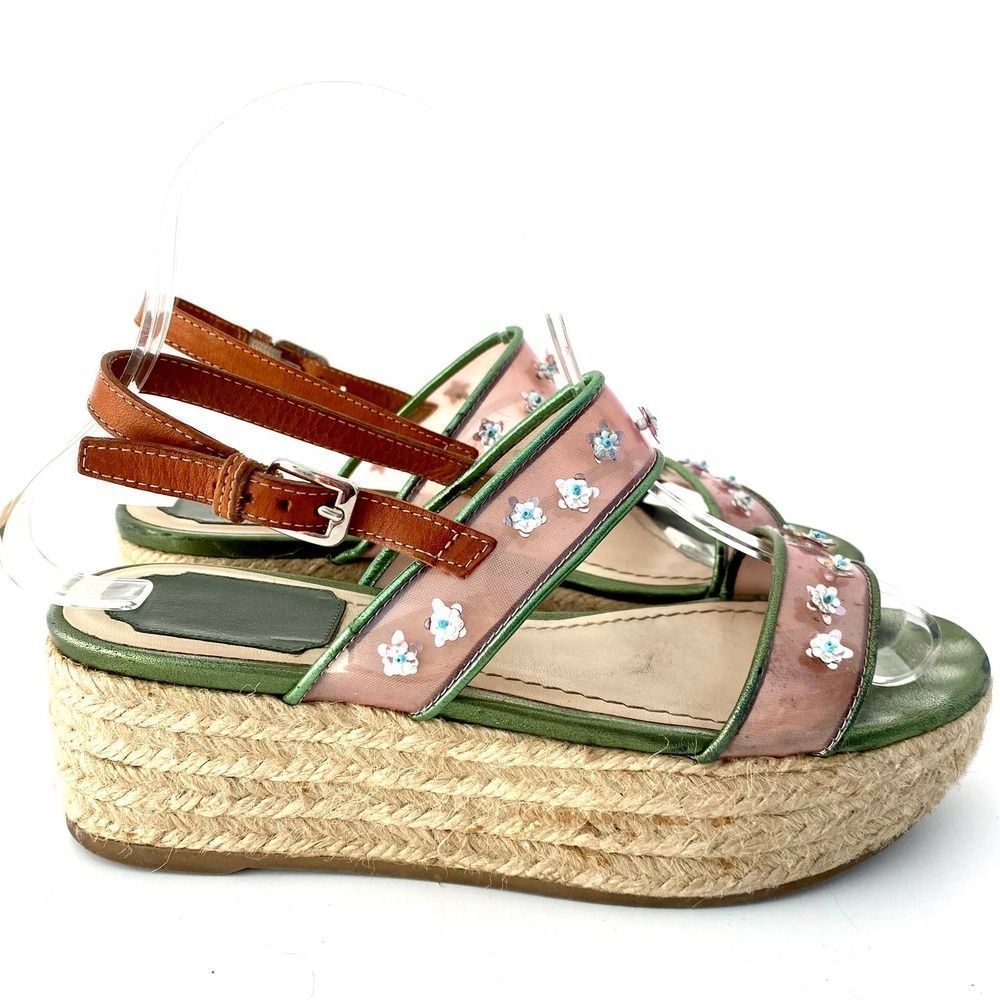 Dior Joy Vinyl Flower Strap Platform Espadrille Sandals